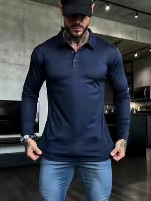 Our best selling long sleeve polo for men is back in stock! Super soft stretch fabric, lightweight and breathable. #menslongsleeve#menstshirt#OOTD#fyp#tiktokshop 