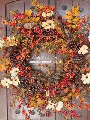The fall wreath I wait all year to put up 🍂🍁 So full, oversized and packed with all the prettiest autumn details. 🤎 #FallWreath #FallDecor #AutumnDecor #PorchDecor #fallhome @QVC, Inc 