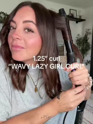 I show the 1” OFTEN. But this is what a 1.25” curl looks like! Wavy lazy hair is what i like to call it🤭 #farery #longbarrel #haircurlingtutorial 