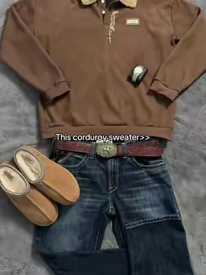 Belt is actually so nice #fyp #corduroy #westernfashion