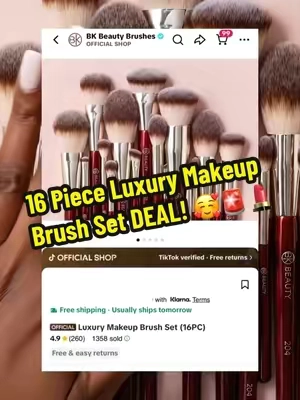 16 Piece Luxury Makeup Brush Set DEAL! 🥰🚨💄 #makeup #makeuphacks #makeupbrushes #sale #TikTokshopbacktoschool 