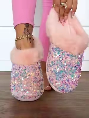 Skip to the sparkle part.✨#sparkle #warmslippers #fluffy #sequin #TikTokshopbacktoschool 