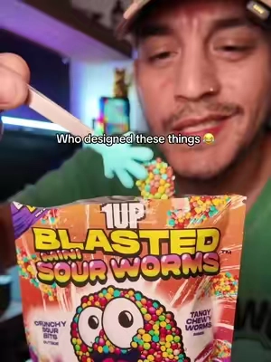 They look absolutely ridiculous 😂 but the crunchy sour outside actually makes these way better than I expected. #SourCandy #GummyWorms #CandyTok #SnackTok #TikTokShop 