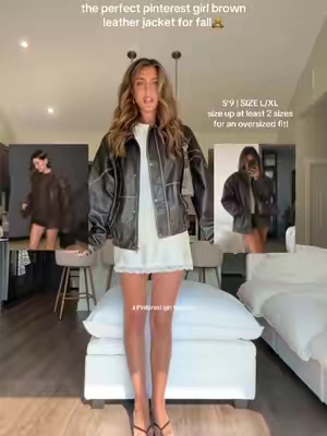 the perfect brown leather jacket for fall layering!! absolutely in love 🫶🏼