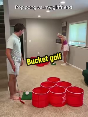 We were playing for a new dog that’s why it was so intense! #bucketgolf #poppong #golfgame 