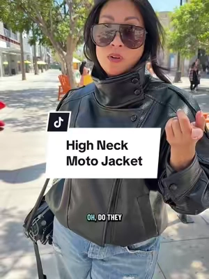 jacket season is calling. I’m ready. #motojacket #highneckjacket #lookforless #everydaystyle #oversizedjacket 