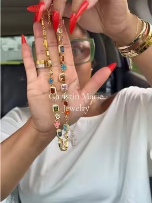 Girl YES! Luxurious & Classy ✨ 18k gold/white jewelry, that can be worn as everyday statement pieces! ✨ 🤏🏽 TOP TIER! Her Gold Solstice Necklace in Bright (turquoise/ pink) & Ankh Necklace in Gold 💎 So happy with my pieces, Love them! @Christin Marie #gemstonenecklace #ankhnecklace #necklaces #statementjewelry #jewelry 