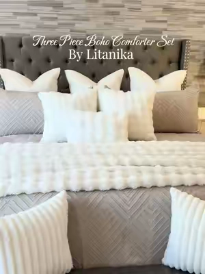 This Three Piece Boho Comforter Set by Litanika is Beautiful! @Litanika #comforter #bedding #comforterset #cozy #tiktokshopcreatorpicks 