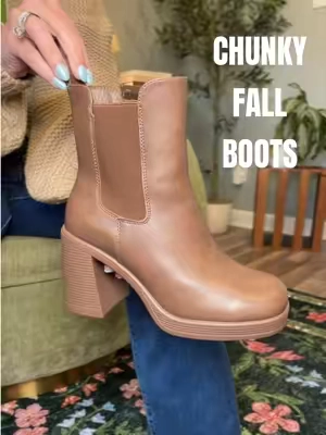 The cutest chunky boots for fall 🤎🍂 Easy to style with denim, leggings, dresses… basically everything. #platformboots #fallboots #chelseaboots #fallstyle #tiktokshopcreatorpicks 