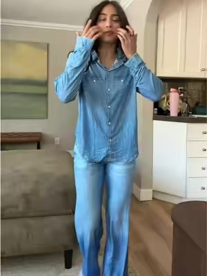 I’m shook by these denim pajamas?!??!! 