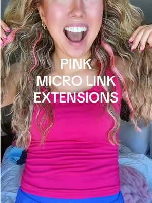 The cutest pink pop of color 🩷🎀 #microlinkextensions #pinkhair #googoohair #TikTokshopbacktoschool #tiktokshopcreatorpicks 