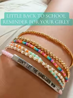 Ok the language on the card is 🙈 but this little bracelet is the perfect back to school accessory to give our girlies the best reminders on the hard days! 💝 #backtoschool #BTS #movingday #bracelet #encouragement 
