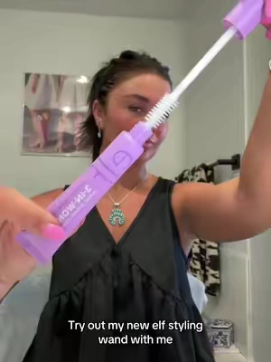 Lovinggg this product!!! #elfstylingwand #hairstylingwand #slickback #hairhacks #hairtutorial 