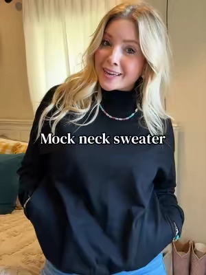 The oversized sweatshirt you’ll LIVE in this fall 🍂🤎 Cozy mock neck, relaxed oversized fit and perfect with leggings or biker shorts! Such an easy everyday fall outfit. #OversizedSweatshirt #FallOutfit #FallFashion #mockneck #TikTokshopbacktoschool 