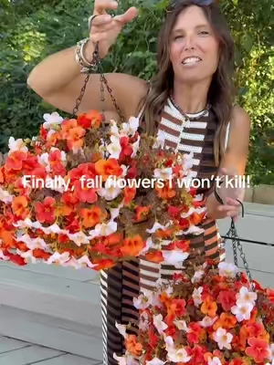 My mums have never lived to see a trick or treater, but these will “live” long past Halloween #fallflowers #patiofurniture #porchdecor #fakeflowers #fauxflowers 