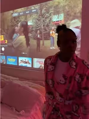To maximize space I love a bedroom projector! You can find it on Amazon ( YABER Ls2) Invest in your space🤭✨✨ #projector 