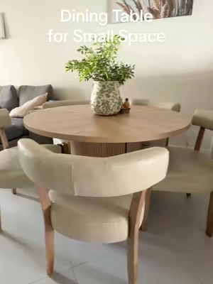 This round dining table is perfect for apartments, breakfast nooks, and smaller dining areas without making the room feel crowded. #smalldiningroom #smallhome #diningroomdecor #diningtable #TikTokshopbacktoschool 
