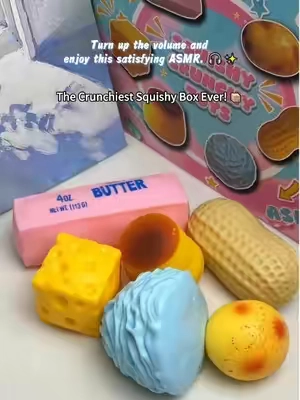 Enjoy the ultimate satisfying crunch of this squeezable stress toy set💛✨ #squishyasmr #squishtok #squishy #amsrsounds #crunchy