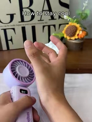 Portable handheld cooling fan 🙌 bringing this EVERYWHERE this summer!#portablefan#handheld#handfans#diveblues#summervibes 