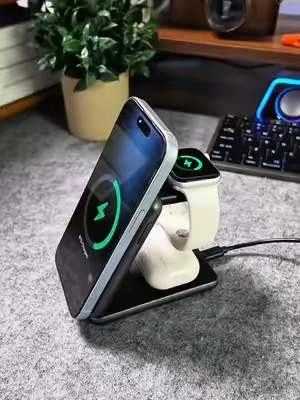 Traveling with all these cords became exhausting but I found this 3 in 1 wireless charging station. And it has saved me so much space in my luggage #charger #wirelesscharger #TechGadgets #charging #apple 