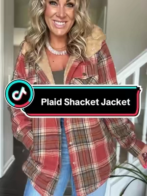This plaid shacket is like wearing a cozy blanket! ✨ It is INSANELY soft, with fuzzy lining inside the jacket, pockets, AND hood! I also love that it has snaps instead of buttons, making it so quick and easy to throw on and go. The plaid color options are perfect for fall, and it’s such an easy layer with jeans, leggings, or boots. If you plan on wearing chunky sweaters or bulkier layers underneath, I recommend sizing up for a little extra room! #TikTokshopbacktoschool #backtoschool #PlaidShacket #FallJacket #FallFashion