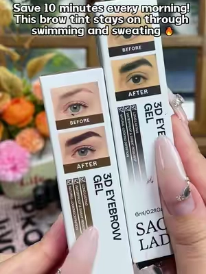 Save 10 minutes every morning! This brow tint stays on through swimming and sweating 🔥#BrowTint #EyebrowTint #SemiPermanentBrows #WaterproofMakeup #SweatProof  