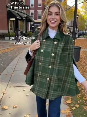 This cape coat makes every fall outfit look expensive! The plaid detail is absolutely perfect for campus days. #TikTokshopbacktoschool #FallFashion #OldMoneyStyle #CampusOutfit #TikTokMadeMeBuyIt
