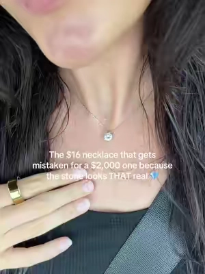 I wear this necklace EVERY DAY because it goes with everything and looks so good!! Why spend 2k when you could have this that looks SO REAL? 💎 #diamond #necklace #jewelrytiktok 