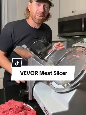Endless beef jerky with this commercial grade 10" meat slicer.  A game changer in the kitchen.  #meatslicer #beefjerky #lunchmeat #foodprep #kitchengadgets 