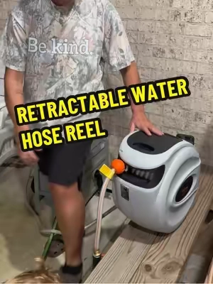 Game changer for your water hose! #waterhose #waterhosereel #outdoorfinds #gardenhose #retractablewaterhose 