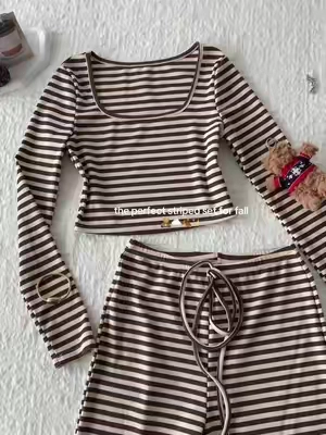 & so many colors to choose from🍂🧸 #fallfashion #stripes #falloutfits #chic #brown neutral minimalistic cozy comfy fall outfit inspo ideas chic brown stripes set