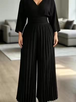Flowy pleated wide leg,super flattering✨#casualoutfits #jumpsuit #OOTD #outfitideas #tiktokshop 