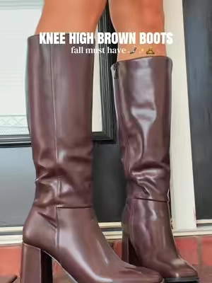 my favs 🌟🤎 #fallmusthave #kneehighboots #earlyfallfashion #leatherboots #heeledboots 