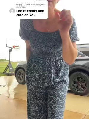 Replying to @donnaverhaeghe obsessed with this jumpsuit romper because it’s actually flattering and comfy 