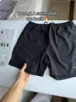 I’m wearing size large at 5’10 180lbs for reference. #youngla #shorts #gym #yla #swimshorts 