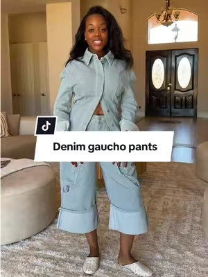 love these gaucho pants ✨😍🔥 #shopakira #gaucho #gauchos #denimset #tiktokshopcreatorpicks 