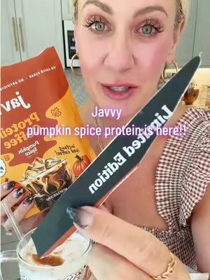Pumpkin spice latte, but make it your glow up! made with real cream (no seed oil!)  Pumpkin pie Protien creamer from @Javvy is here so is the pumpkin spice protein coffee but it's LIMITED!! #pumpkincreamer #pumpkinspicelatte #pumpkinprotein #pumpkinpielatte #ProteinCoffee