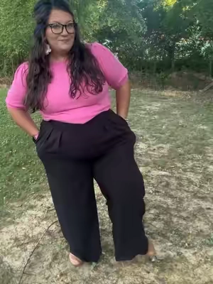 I am really liking these pants so far and I got compliments 🤗🤗 they’re linked! #pant #workpants #dresspants #widelegpants #curvyfashion 