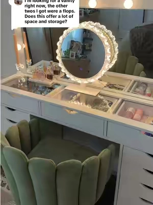 Replying to @🎀Saige ~Boy Mama~💙 It also has a holder for hot tools😍 they literally thought of it all! #vanity #vanitymirror #makeupartist #makeup #musthaves 