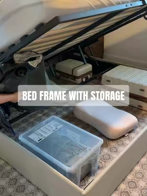 I just need to get some more slightly smaller totes so I can put more stuff underneath there! #storagehacks #storagebedframe #bedframe #affordablefurniture #backtoschool 