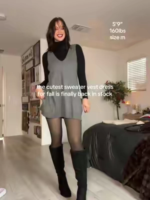 Check the link it looks cute on everyone!  #sweatervestdress #falldress