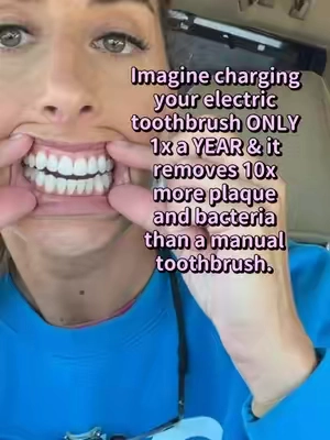 9 month battery life 🤯🔋🫡 As a dental hygienist this is the toothbrush I personally use and love to recommend to my patients who want the BEST(in my opinion). ✅5 customizable modes to choose the best one for you.  ✅Created by dental pros. ✅2 min timer with quadrant pacer.  ✅Removes 10x more plaque than a manual toothbrush, clinical study.  ✅Pressure sensor to protect gums and enamel. ✅Industry leading battery life. ✅Soft tapered bristles to reach hard areas between teeth and under the gumline.  #electrictoothbrush #toothbrush #cleanteeth #whiterteeth #toothbrushholder 