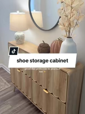 A tidy entryway just feels better 🤍 This shoe storage cabinet keeps everyday shoes tucked away, reduces visual clutter, and makes the whole space feel more organized and intentional. Perfect for small entryways, mudrooms, or anywhere you need hidden shoe storage without sacrificing style. #shoestorage #shoeorganizer #entrywaydecor #entrywaytable #aesthetichome @GiratreeFurniture