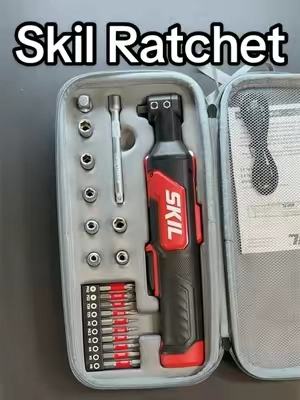 The new SKIL cordless electronic ratchet accepts quarter-inch hex bits and sockets in one compact tool. #SKIL #CordlessRatchet #ElectronicRatchet #PowerTools #ToolTok