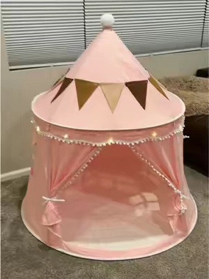 This is the kind of adorable castle tent your little princess will always remember! #playtent #kidsplaytent #castletent #giftsforgirls #girlmom 
