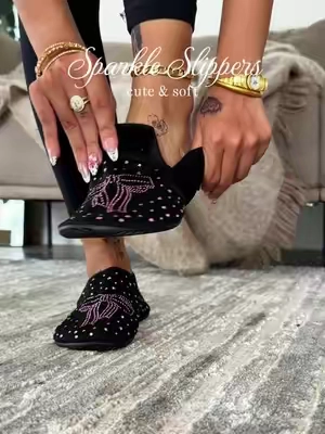 Black crystal bow sock shoes.🖤✨#TikTokshopbacktoschool #barefootshoes #homehacks #sahm #houseshoes 