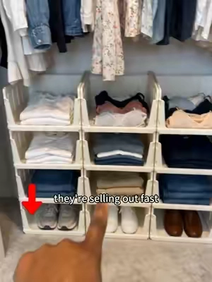 My obsession with neat,structured closet spaces was impossible to maintain without these stackable plastic storage baskets,the difference is honestly night and day😭#storagehacks #closetorganization #nurseryorgation #smallspaceorganization #viralproducts 