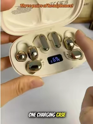 Three pairs of earbuds fit into a single charging case—and it can even charge your phone! #miniearbuds #earbuds #wirelessearbuds#tiktokshop #dealsforyoudays