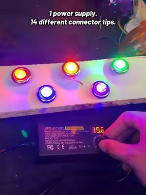 One adjustable power supply for all those random electronics projects. Set the output anywhere from 3.5V to 24V, choose the matching connector from 14 included tips, and check the output voltage right on the LED display. Perfect for DIY electronics, small devices, and your workbench. #AdjustablePowerSupply #ACDCAdapter #DCPowerSupply #ElectronicsTools #DIYElectronics