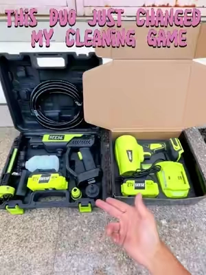 I didn't realize how useful a blower was until I paired it with a power washer. #ToolCombo #PowerWasher #AirBlower #cleaningset #TikTokshopbacktoschool 